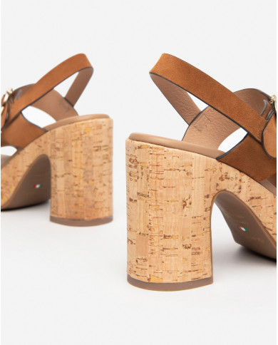 SANDALI CON TACCO NEROGIARDINI DONNA VELOUR TABACCO PU.MARSALA  TACCO 10,5CM E410390D/326