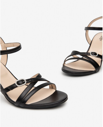 SANDALI CON TACCO NEROGIARDINI PELLE NERO TACCO 7,5CM E410122DE/100