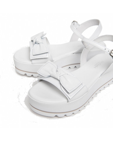 SANDALI CON ZEPPA NEROGIARDINI DONNA LOIRA BIANCO PU.OSSANA E307832D/707