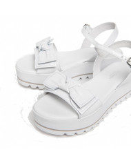 SANDALI CON ZEPPA NEROGIARDINI DONNA LOIRA BIANCO PU.OSSANA E307832D/707