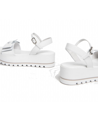 SANDALI CON ZEPPA NEROGIARDINI DONNA LOIRA BIANCO PU.OSSANA E307832D/707