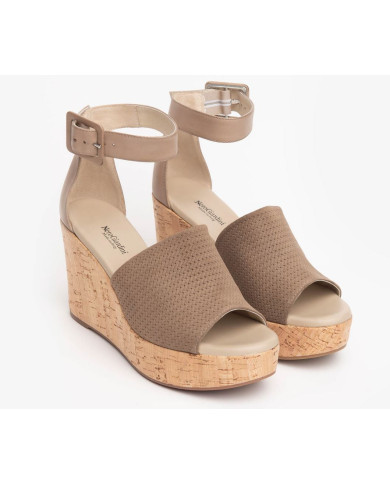 SANDALI CON ZEPPA NEROGIARDINI VELOUR CASTORO TAMIGI TORTORA PU.MUSA E218770D/405