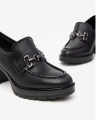 MOCASSINI NEROGIARDINI DONNA GUANTO NERO TR PONZA TACO 8CM I411432D/100