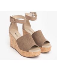 SANDALI CON ZEPPA NEROGIARDINI VELOUR CASTORO TAMIGI TORTORA PU.MUSA E218770D/405