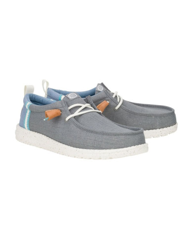 Mocassino Hey Dude Uomo Wally Summer Linen Grigio