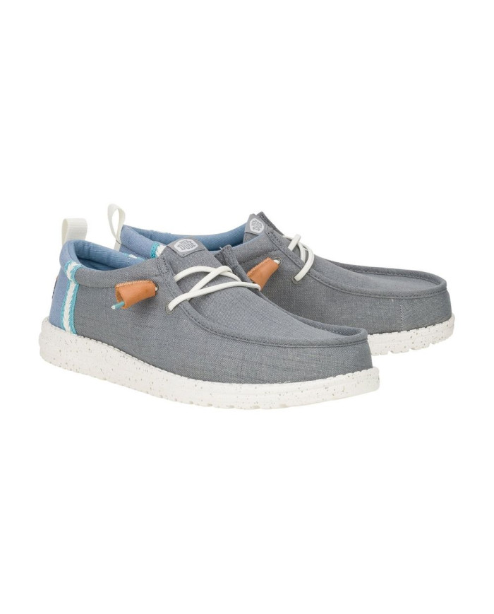 Mocassino Hey Dude Uomo Wally Summer Linen Grigio