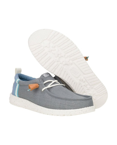Mocassino Hey Dude Uomo Wally Summer Linen Grigio