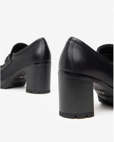 MOCASSINI NEROGIARDINI DONNA GUANTO NERO TR PONZA TACO 8CM I411432D/100