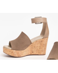 SANDALI CON ZEPPA NEROGIARDINI VELOUR CASTORO TAMIGI TORTORA PU.MUSA E218770D/405