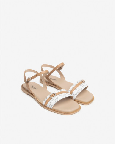 SANDALI NEROGIARDINI DONNA T.GIOVE BIANCO/GRIGI NAPPA PANDORA CORDA  TR FAVARA BEIGE E410480D/707