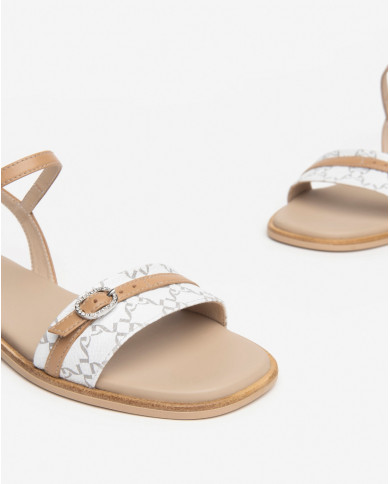 SANDALI NEROGIARDINI DONNA T.GIOVE BIANCO/GRIGI NAPPA PANDORA CORDA  TR FAVARA BEIGE E410480D/707