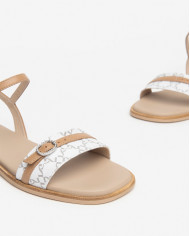 SANDALI NEROGIARDINI DONNA T.GIOVE BIANCO/GRIGI NAPPA PANDORA CORDA  TR FAVARA BEIGE E410480D/707