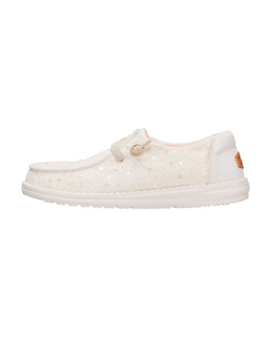 MOCASSINO HEY DUDE DONNA WENDY SEQUIN LACE  IVORY HD.45478 105