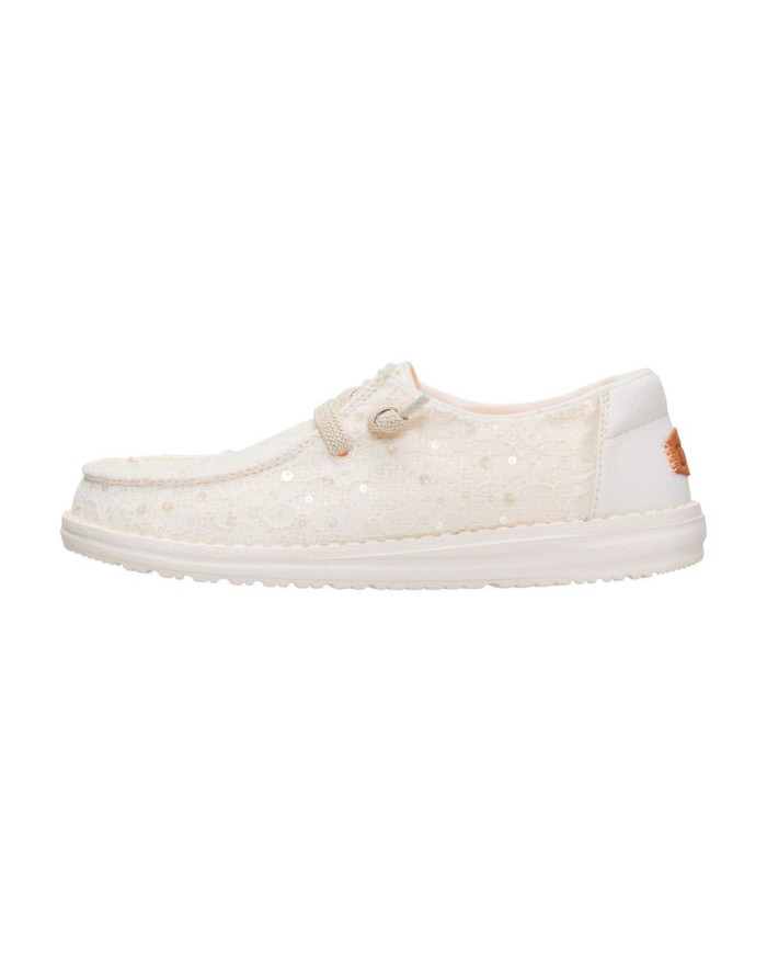 MOCASSINO HEY DUDE DONNA WENDY SEQUIN LACE  IVORY HD.45478 105