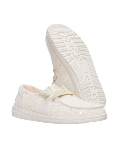 MOCASSINO HEY DUDE DONNA WENDY SEQUIN LACE  IVORY HD.45478 105