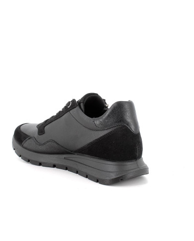 SNEAKERS DONNA NERO IN PELLE ZIP+LACCI 6672500