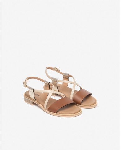 SANDALI NEROGIARDNI DONNA ARMENIA COGNAC NAPPA PANDORA LINO T.BRILL PLATINO E410462D/329