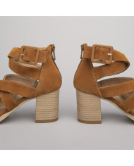 SANDALO CON TACCO NERO GIARDINI DONNA VELOUR tabaccoE012280D/326