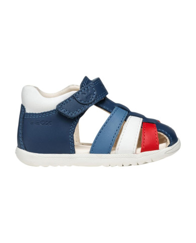 SANDALO GEOX PRIMI PASSI BAMBINO BABY  B S.MACCHIA B. A - NAPPA+GBK  AVIO/WHITE B254VA 08554 C4242