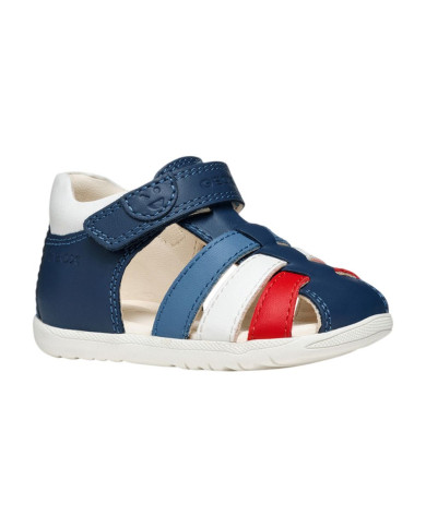 SANDALO GEOX PRIMI PASSI BAMBINO BABY  B S.MACCHIA B. A - NAPPA+GBK  AVIO/WHITE B254VA 08554 C4242