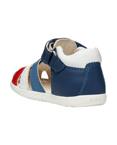 SANDALO GEOX PRIMI PASSI BAMBINO BABY  B S.MACCHIA B. A - NAPPA+GBK  AVIO/WHITE B254VA 08554 C4242