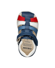 SANDALO GEOX PRIMI PASSI BAMBINO BABY  B S.MACCHIA B. A - NAPPA+GBK  AVIO/WHITE B254VA 08554 C4242