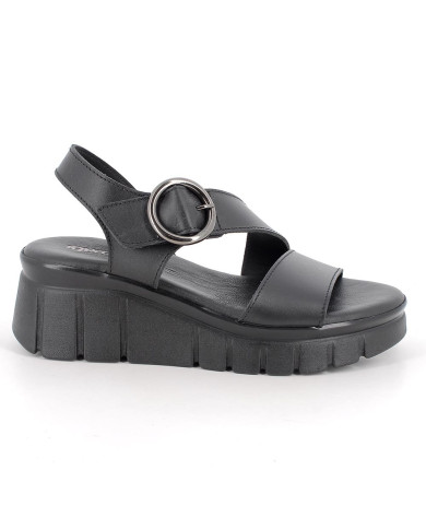 SANDALI CON ZEPPA IGI&CO DONNA CON STRAP VITELLO NERO 1189600       