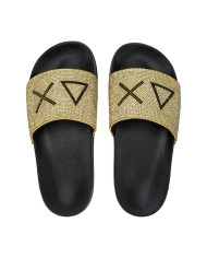 CIABATTE SUN68 DONNA SLIPPERS STRASS LOGO CON STRASS NERO/ORO X36211 1143