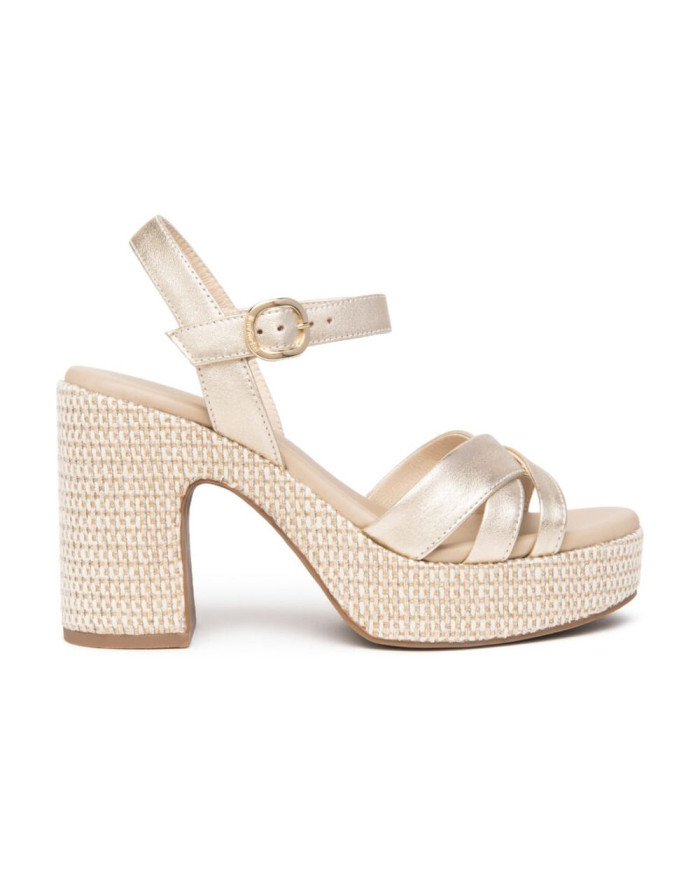 SANDALO CON TACCO NEROGIARDINI DONNA ETOILE SAND MIELE PU.CASSOLA E616071D/418