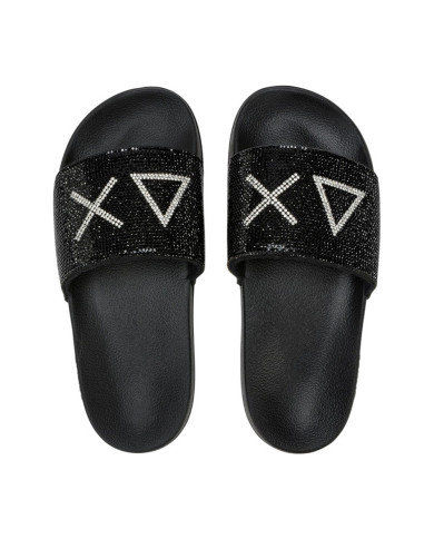 CIABATTE SUN68 DONNA SLIPPERS STRASS LOGO CON STRASS NERO X36211 11