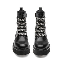ANFIBIO CULT DONNA SLASH 4583 MID W LEATHER BLACK/SILVER CHAIN CLW458300