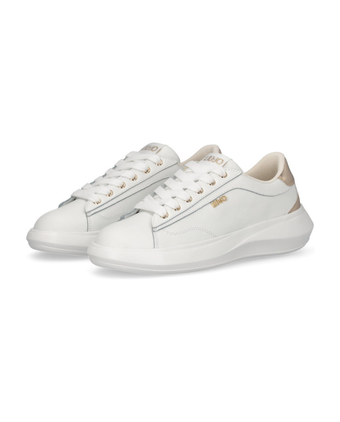 SNEAKERS LIU JO DONNA CASPER 01 - SNEAKER CALF LEATHER/METALLI WHITE/LIGHT GOLD BA6069PX026S1052