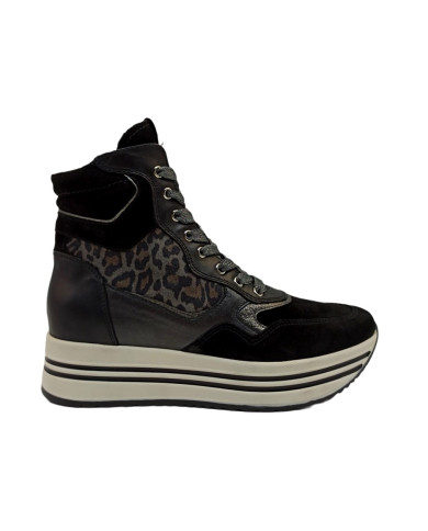 SNEAKER ALTA NEROGIARDINI DONNA VELOUR NERO ROCK SAND I205281D/100