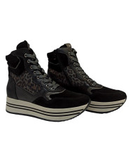 SNEAKER ALTA NEROGIARDINI DONNA VELOUR NERO ROCK SAND I205281D/100