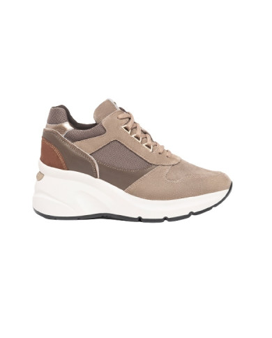 SNEAKERS CON TACCO NEROGIARDINI DONNA IN CAMOSCIO E PELLE TESSUTO 6CM TALPA I308312D/501