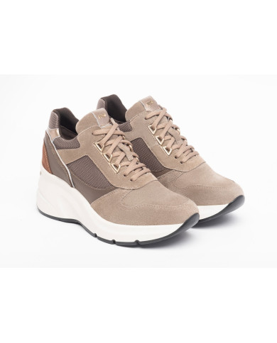 SNEAKERS CON TACCO NEROGIARDINI DONNA IN CAMOSCIO E PELLE TESSUTO 6CM TALPA I308312D/501