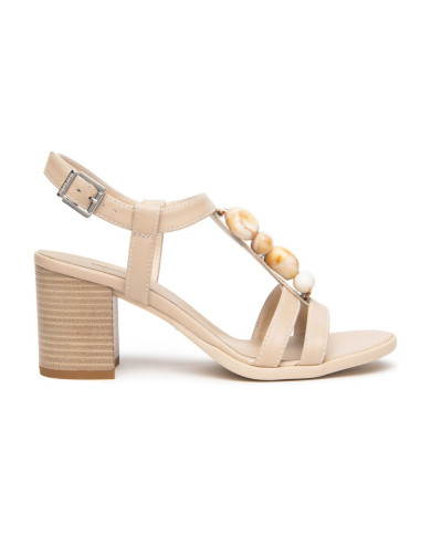 SANDALO CON TACCO NEROGIARDINI DONNA TAMIGI LINO TR AULLA NATURALE TACCO 7CM E615860D/453