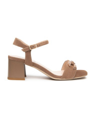 SANDALO CON TACCO NEROGIARDINI DONNA VELOUR MOU TPU FEN NATURALE TACCO 5CM E615723D/442