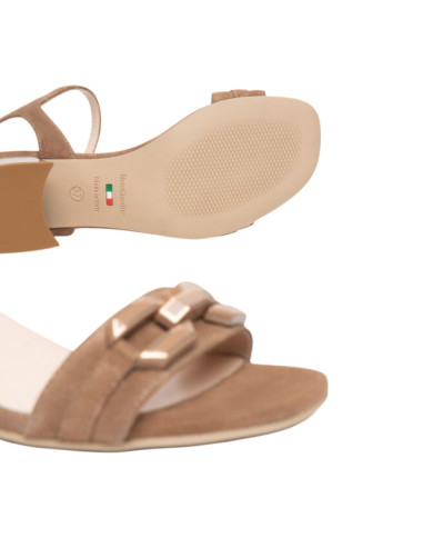 SANDALO CON TACCO NEROGIARDINI DONNA VELOUR MOU TPU FEN NATURALE TACCO 5CM E615723D/442