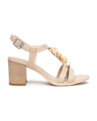 SANDALO CON TACCO NEROGIARDINI DONNA TAMIGI LINO TR AULLA NATURALE TACCO 7CM E615860D/453
