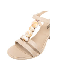 SANDALO CON TACCO NEROGIARDINI DONNA TAMIGI LINO TR AULLA NATURALE TACCO 7CM E615860D/453
