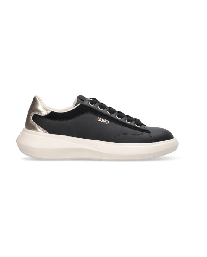 SNEAKERS LIU JO DONNA CASPER 01 - SNEAKER CALF LEATHER/COW SUE BLACK/LIGHT GOLD BA6069P0304S1189