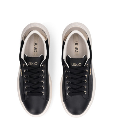 SNEAKERS LIU JO DONNA CASPER 01 - SNEAKER CALF LEATHER/COW SUE BLACK/LIGHT GOLD BA6069P0304S1189