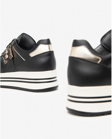 SNEAKERS NEROGIARDINI DONNA GUANTO NERO T.BRILL PLATINO  PU.BETA  PANNA I411560D/100
