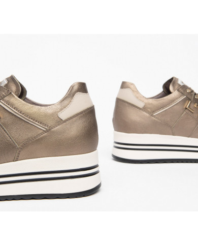 SNEAKERS NEROGIARDINI DONNA IN PELLE BROWN SAUVAGE IVORY I308380D/322