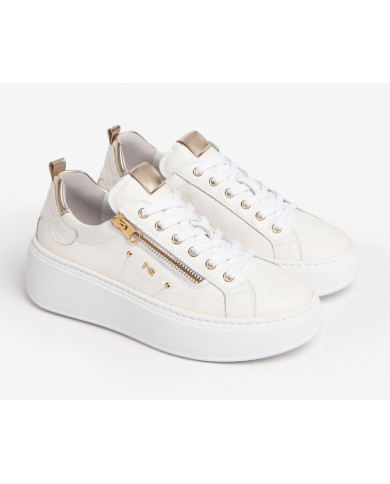 SNEAKERS NEROGIARDINI DONNA PELLE BIANCO PLATFORM 5CM E306541D/707