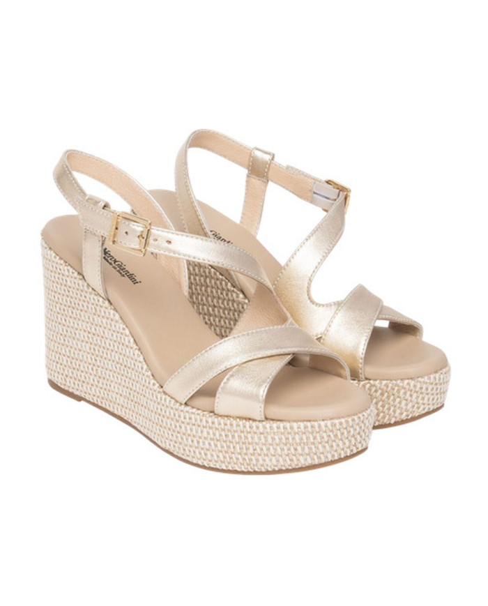 SANDALO CON ZEPPA NEROGIARDINI DONNA ETOILE SAND MIELE PU.MALFA E616021D/418