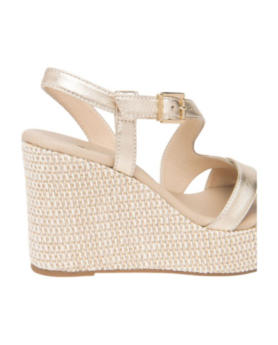 SANDALO CON ZEPPA NEROGIARDINI DONNA ETOILE SAND MIELE PU.MALFA E616021D/418