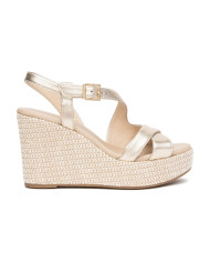 SANDALO CON ZEPPA NEROGIARDINI DONNA ETOILE SAND MIELE PU.MALFA E616021D/418