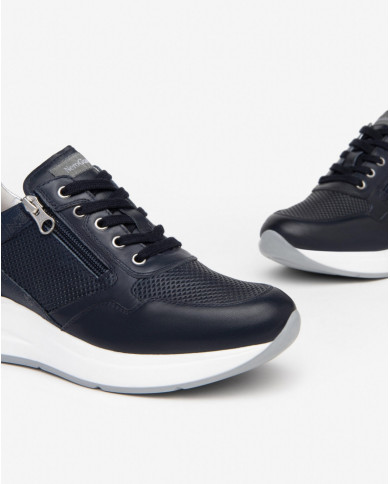 SNEAKERS NEROGIARDINI DONNA PELLE BLU ZIP E409840D/200